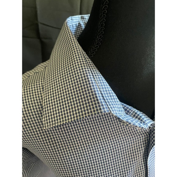 VAN HEUSEN Mens XL Wrinkle-Free‎ Stretch Shirt Blue Check Business Casual - Picture 3 of 3
